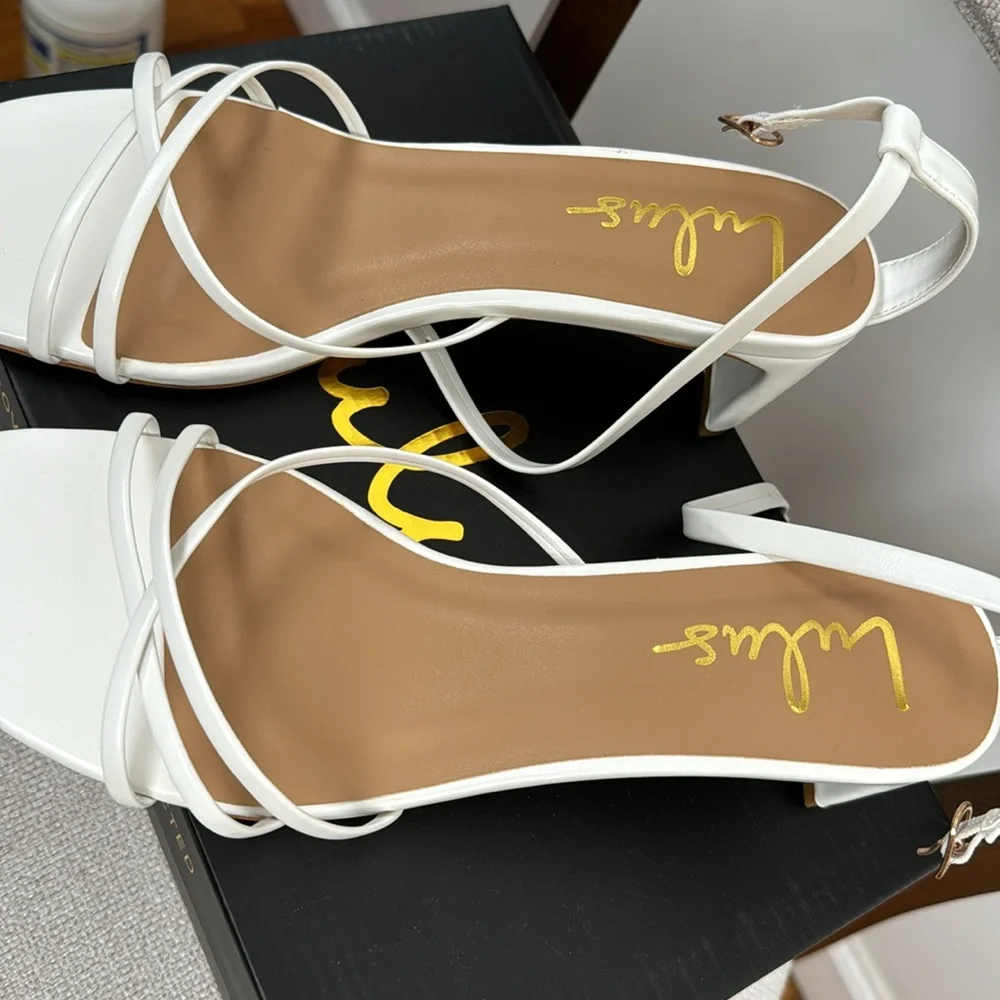 White ankle strap high heels sandals - Picture 3 of 5